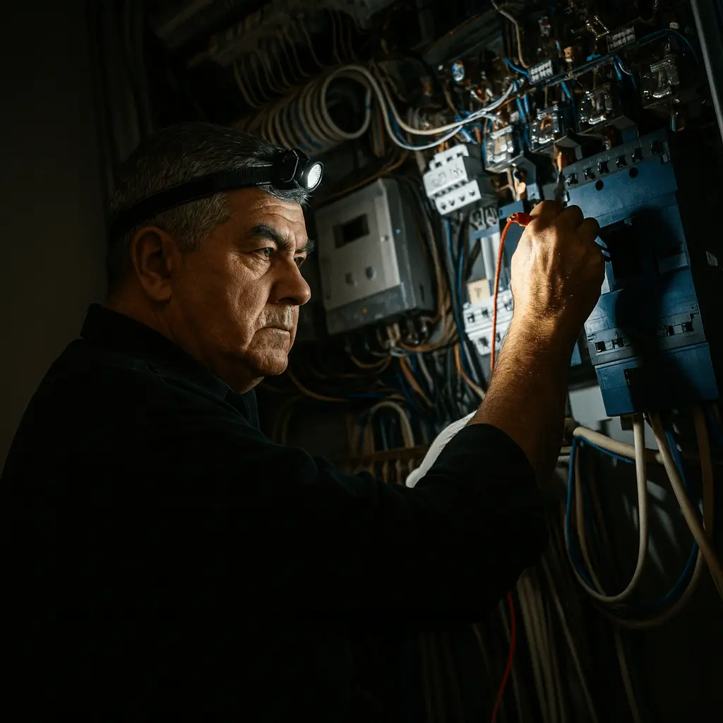 Elektroprüfung bei schlechter Beleuchtung